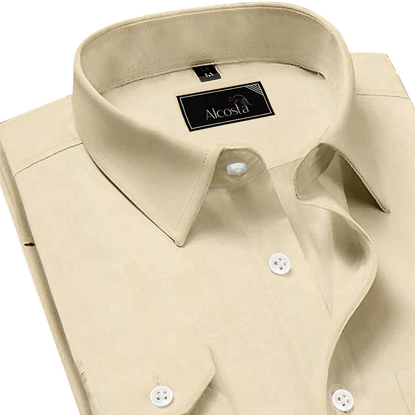 LIGHT BEIGE COTTON FORMAL SHIRT