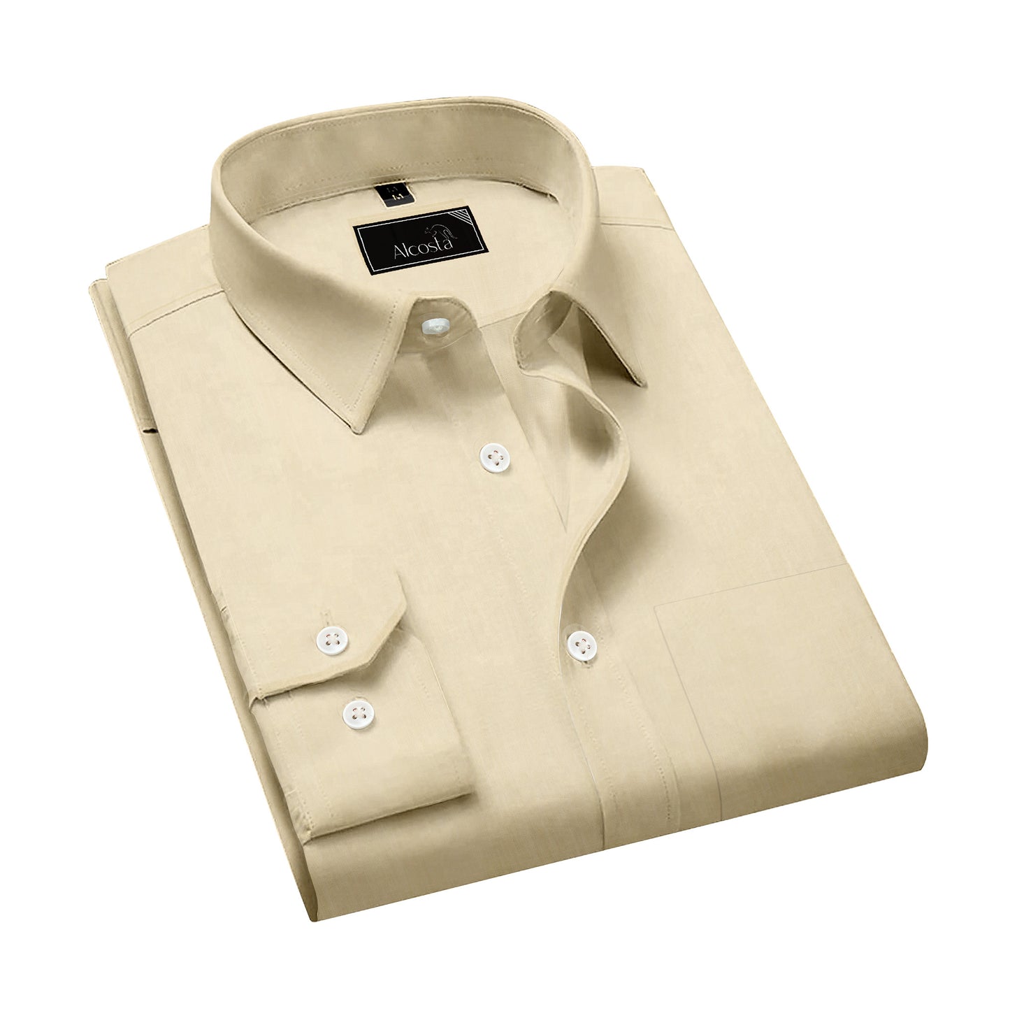 LIGHT BEIGE COTTON FORMAL SHIRT