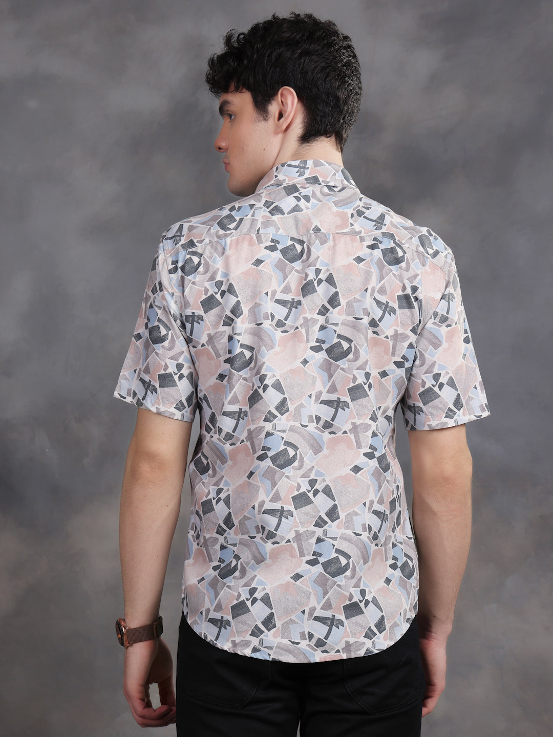 BEIGE STONE CUT PATTERN SHIRT