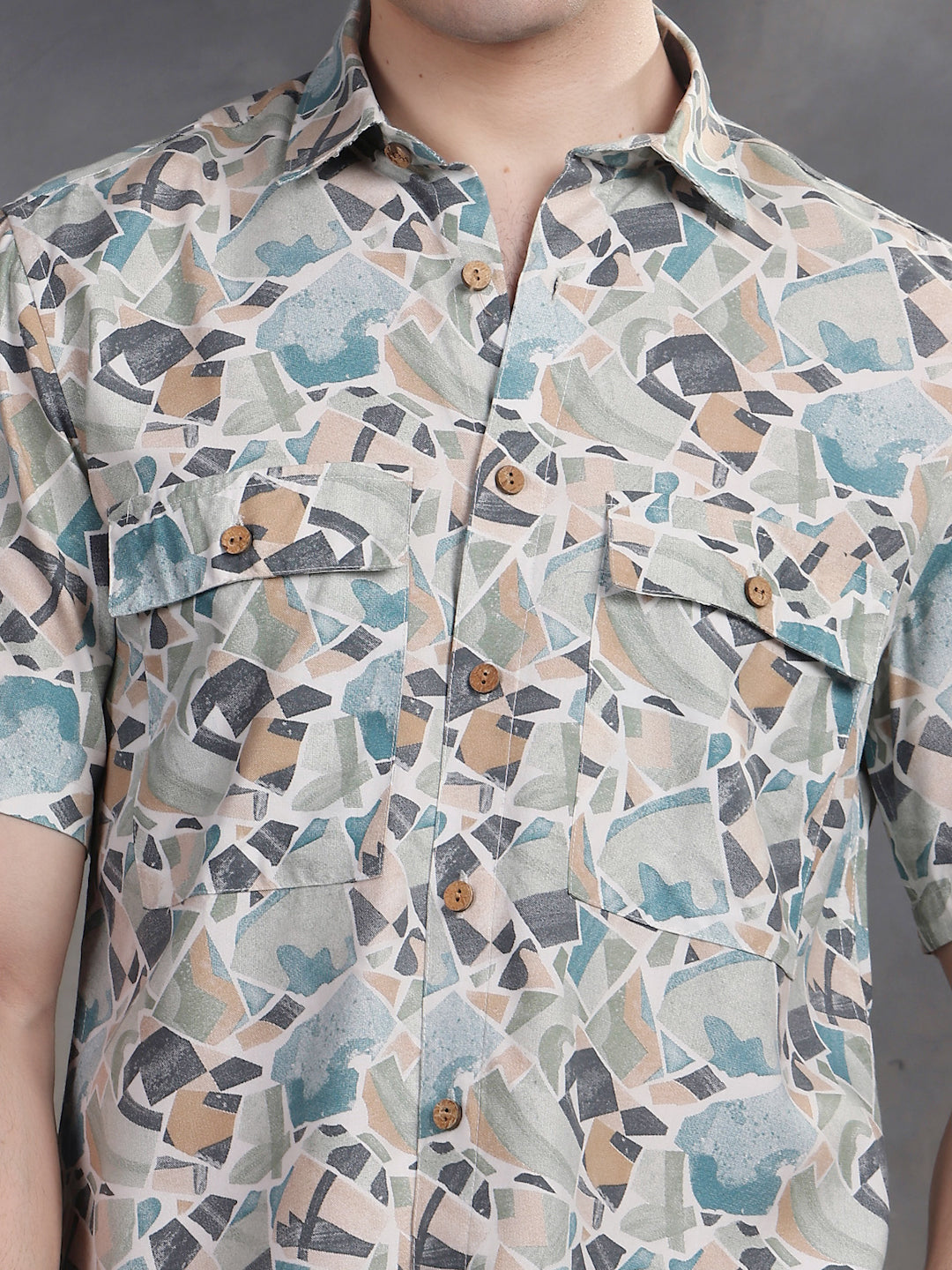 BLUE STONE CUT PATTERN SHIRT