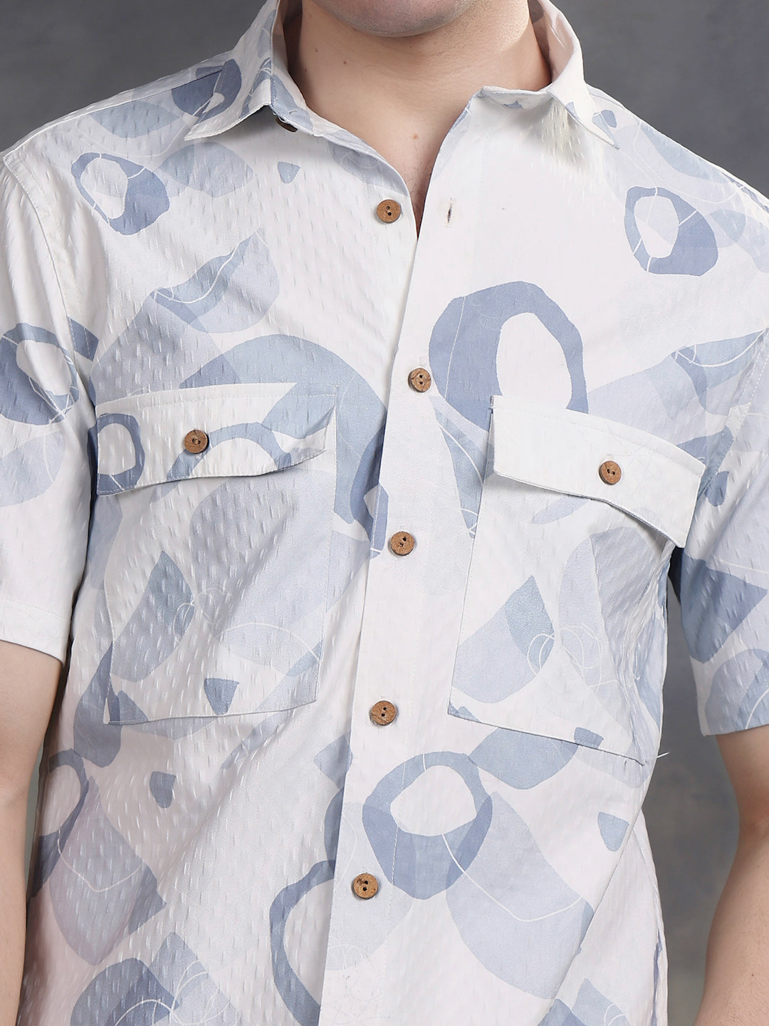 ELEGANT BLUE PRINTED SUMMER SHIRT