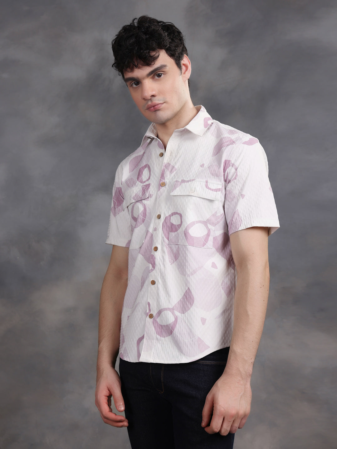 PASTEL PINK PRINTED SUMMER SHIRT