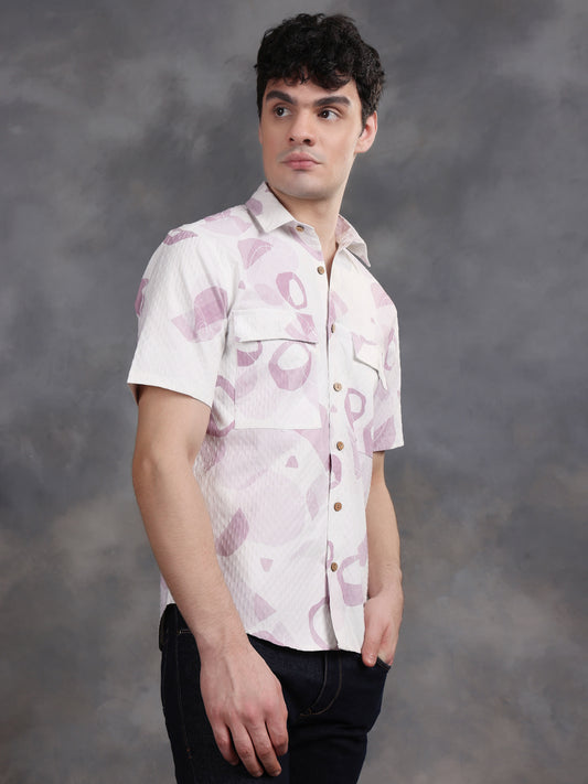 PASTEL PINK PRINTED SUMMER SHIRT