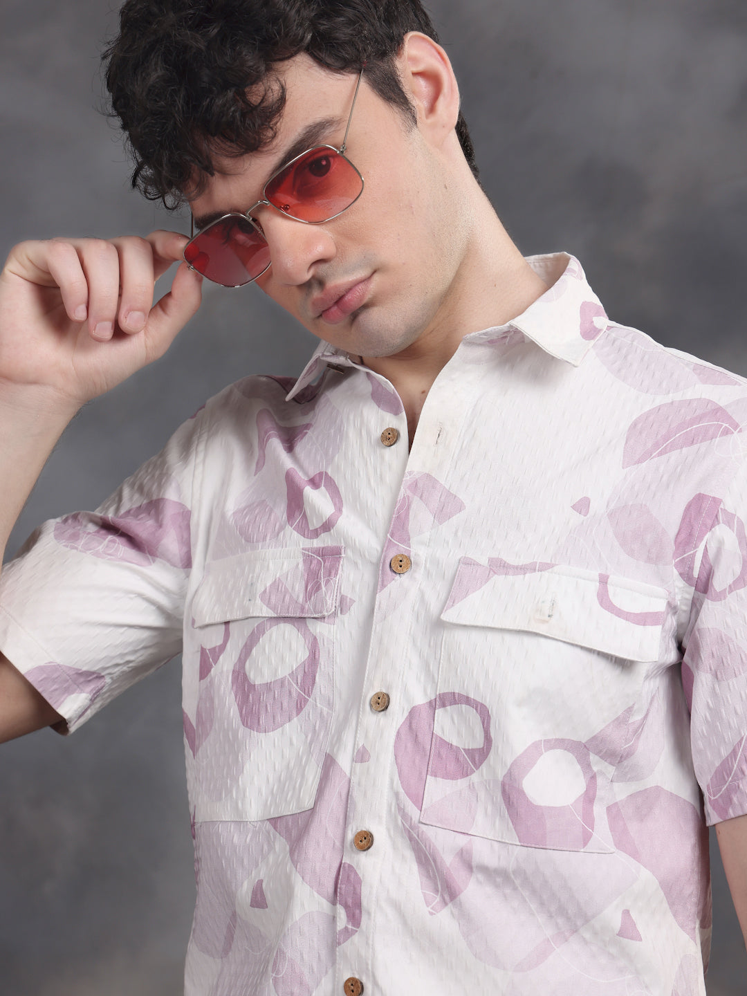 PASTEL PINK PRINTED SUMMER SHIRT