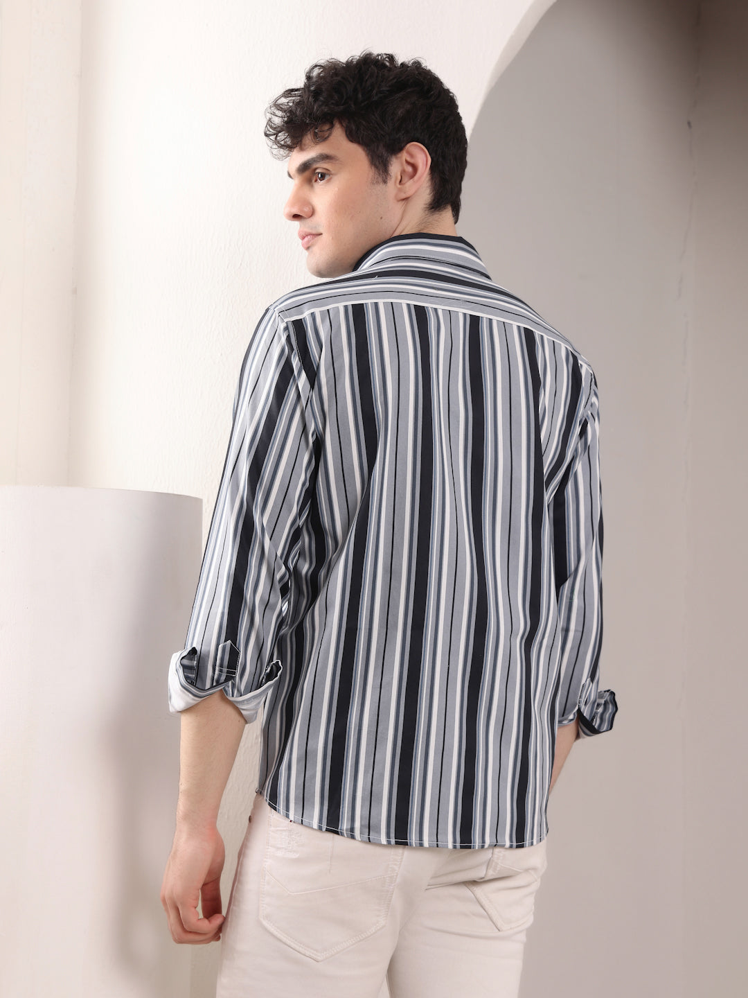 BLACK AND GREY CANDY STRIPES SHIRT