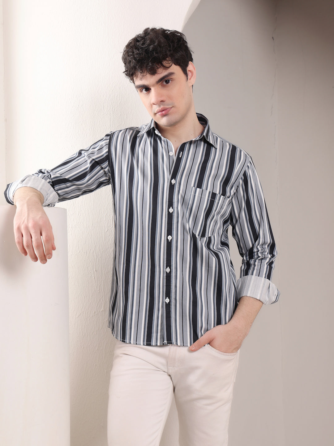 BLACK AND GREY CANDY STRIPES SHIRT