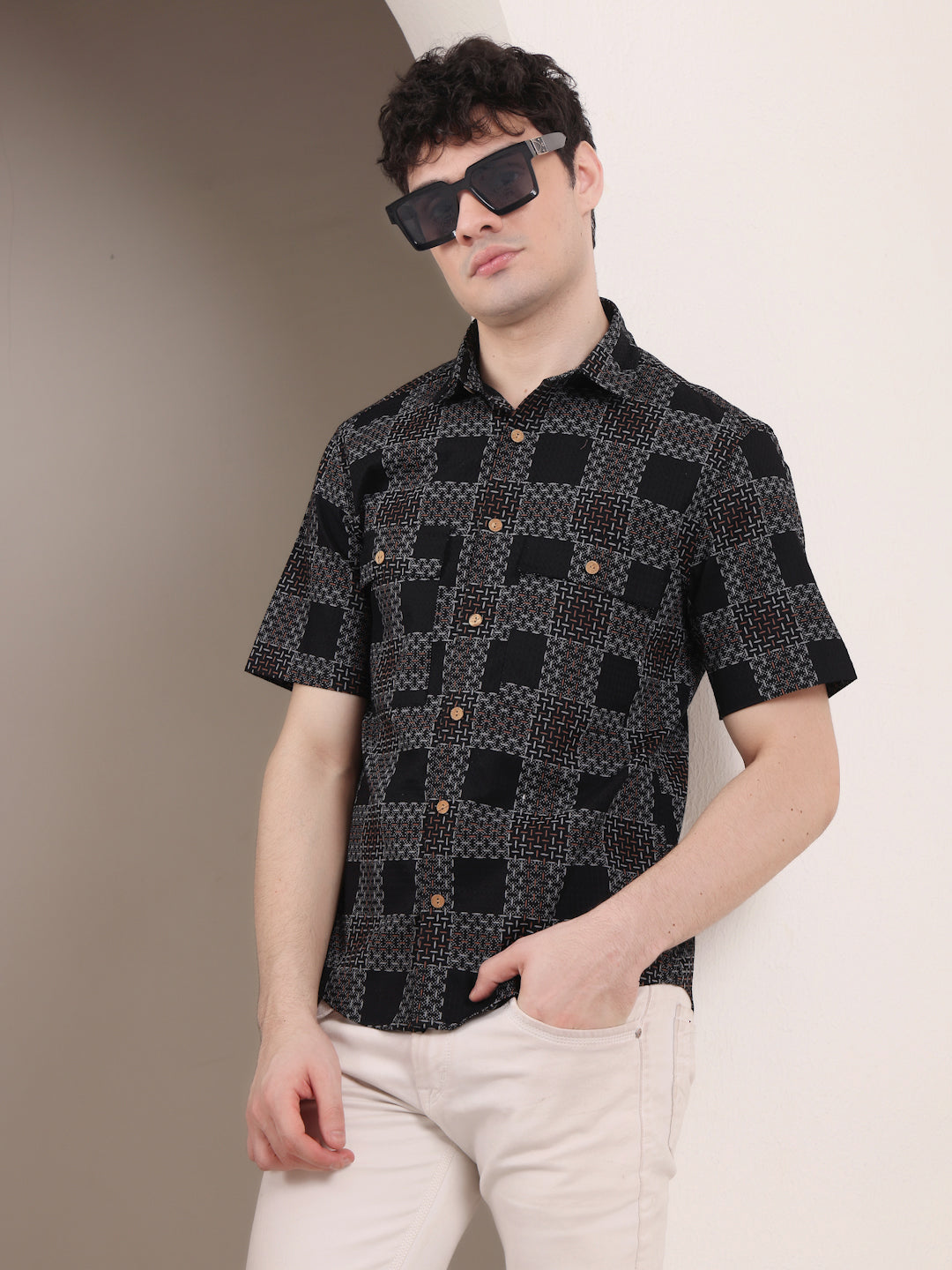 VINTAGE BLACK CHECKED SUMMER SHIRT