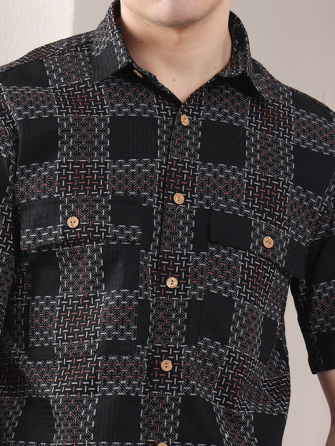 VINTAGE BLACK CHECKED SUMMER SHIRT