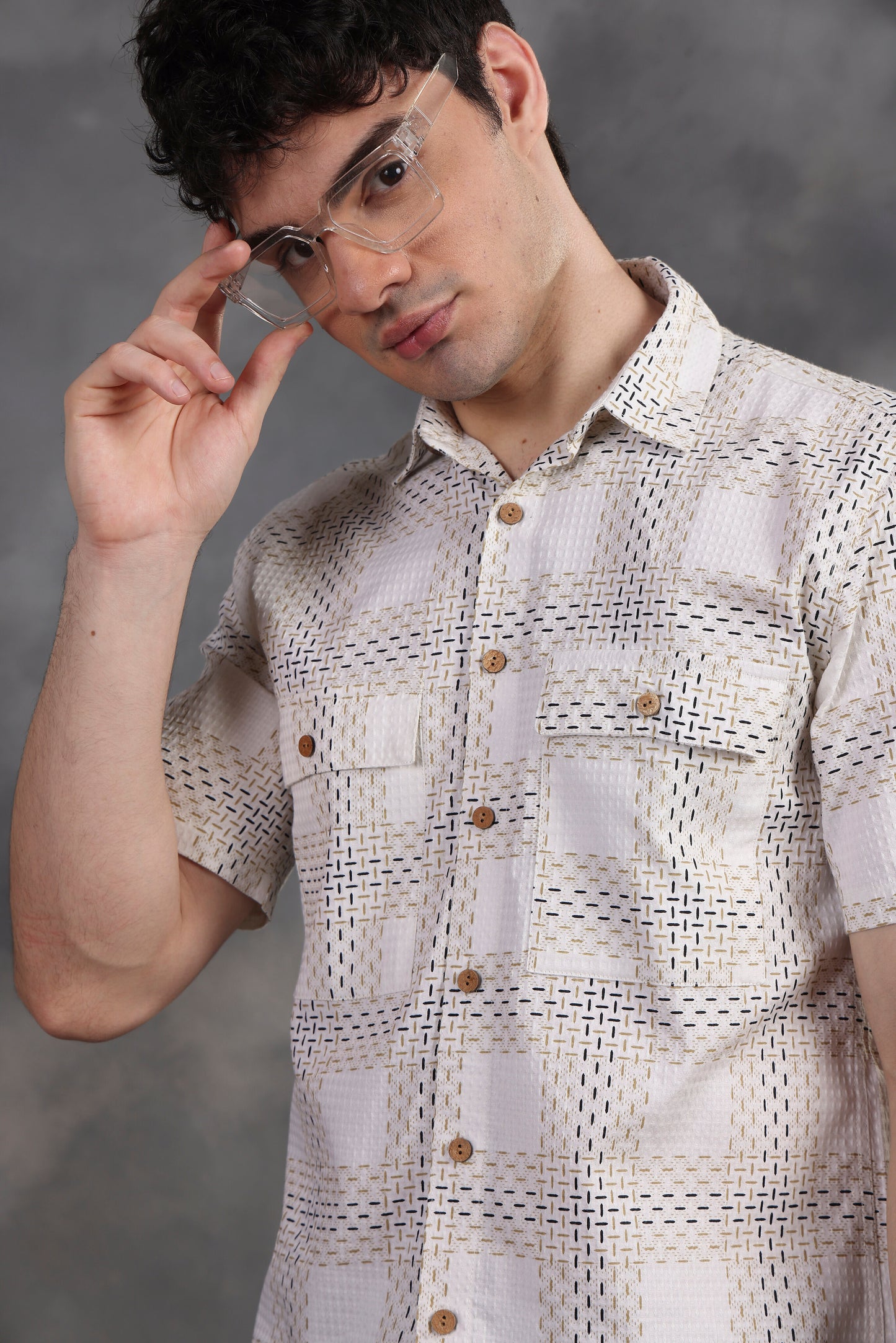 VINTAGE BROWN CHECKED SUMMER SHIRT